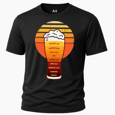 Beer Diversity In A Beer Glass With Foam Retro Beer Types Performance Shirt