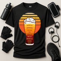 Beer Diversity In A Beer Glass With Foam Retro Beer Types Performance Shirt