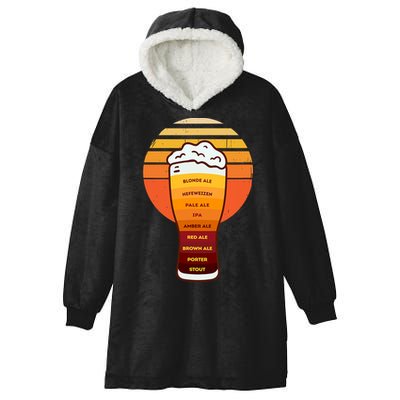 Beer Diversity In A Beer Glass With Foam Retro Beer Types Hooded Wearable Blanket