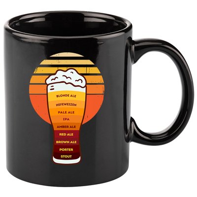 Beer Diversity In A Beer Glass With Foam Retro Beer Types 11oz C Handle Ceramic Mug
