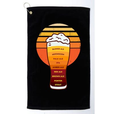 Beer Diversity In A Beer Glass With Foam Retro Beer Types Golf Towel