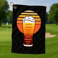 Beer Diversity In A Beer Glass With Foam Retro Beer Types Golf Towel