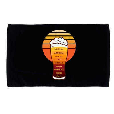 Beer Diversity In A Beer Glass With Foam Retro Beer Types Microfiber Hand Towel