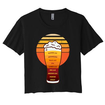 Beer Diversity In A Beer Glass With Foam Retro Beer Types Crop Top