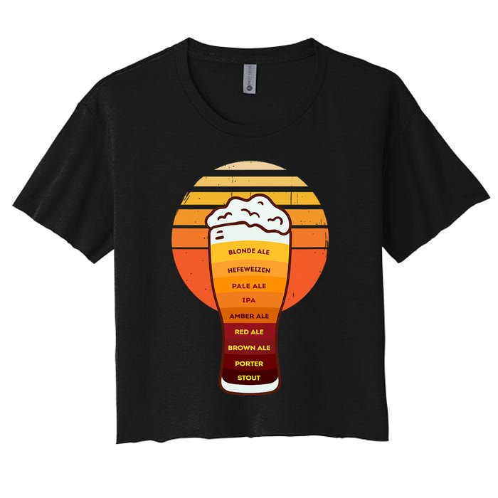 Beer Diversity In A Beer Glass With Foam Retro Beer Types Crop Top