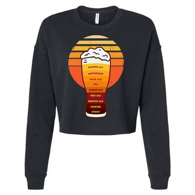Beer Diversity In A Beer Glass With Foam Retro Beer Types Cropped Pullover Crew