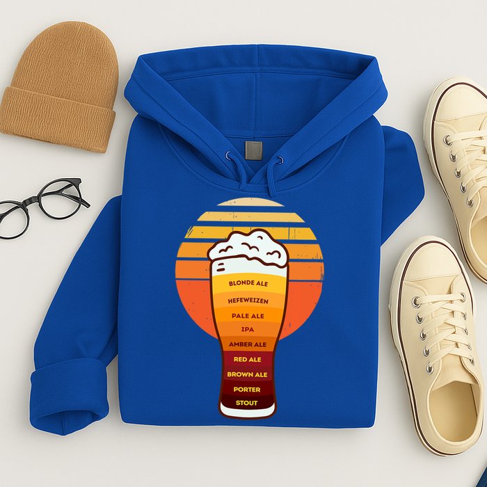 Beer Diversity In A Beer Glass With Foam Retro Beer Types Hoodie