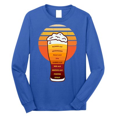 Beer Diversity In A Beer Glass With Foam Retro Beer Types Long Sleeve Shirt