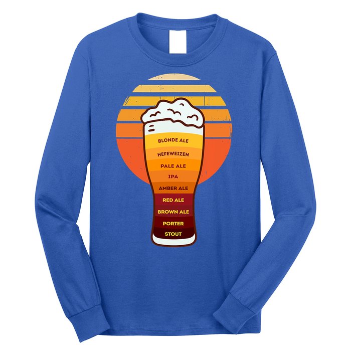 Beer Diversity In A Beer Glass With Foam Retro Beer Types Long Sleeve Shirt