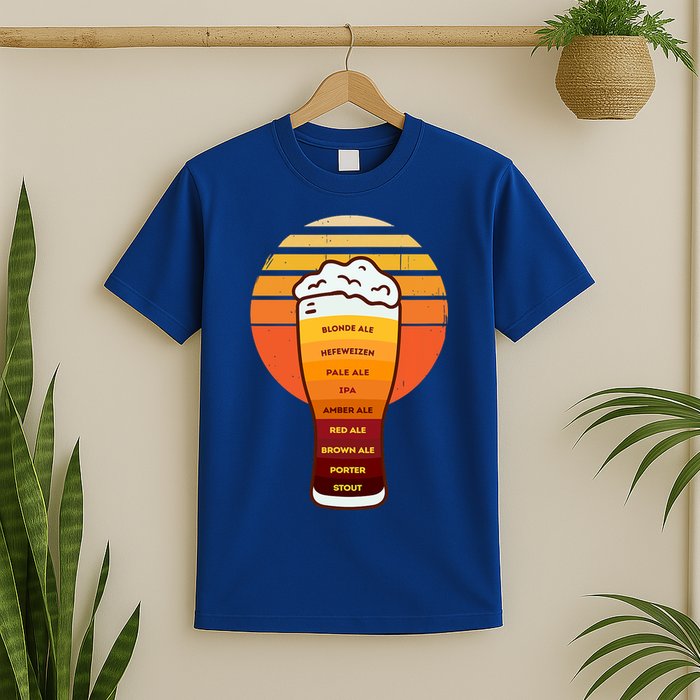 Beer Diversity In A Beer Glass With Foam Retro Beer Types T-Shirt
