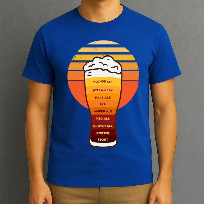 Beer Diversity In A Beer Glass With Foam Retro Beer Types T-Shirt