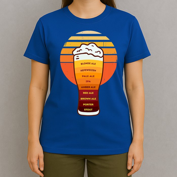 Beer Diversity In A Beer Glass With Foam Retro Beer Types T-Shirt