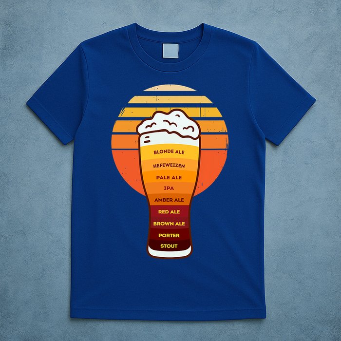 Beer Diversity In A Beer Glass With Foam Retro Beer Types T-Shirt