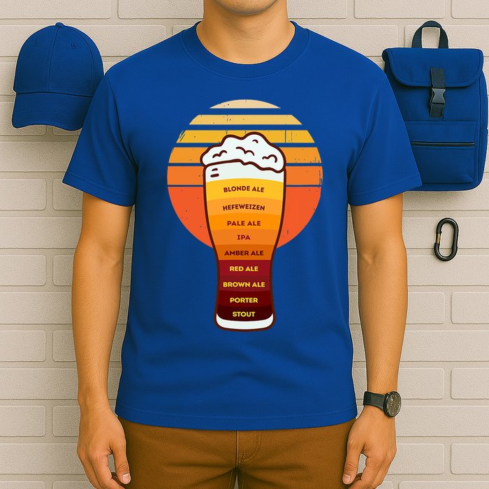 Beer Diversity In A Beer Glass With Foam Retro Beer Types T-Shirt
