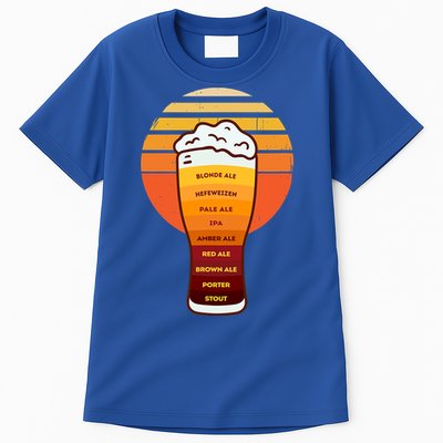 Beer Diversity In A Beer Glass With Foam Retro Beer Types Tall T-Shirt