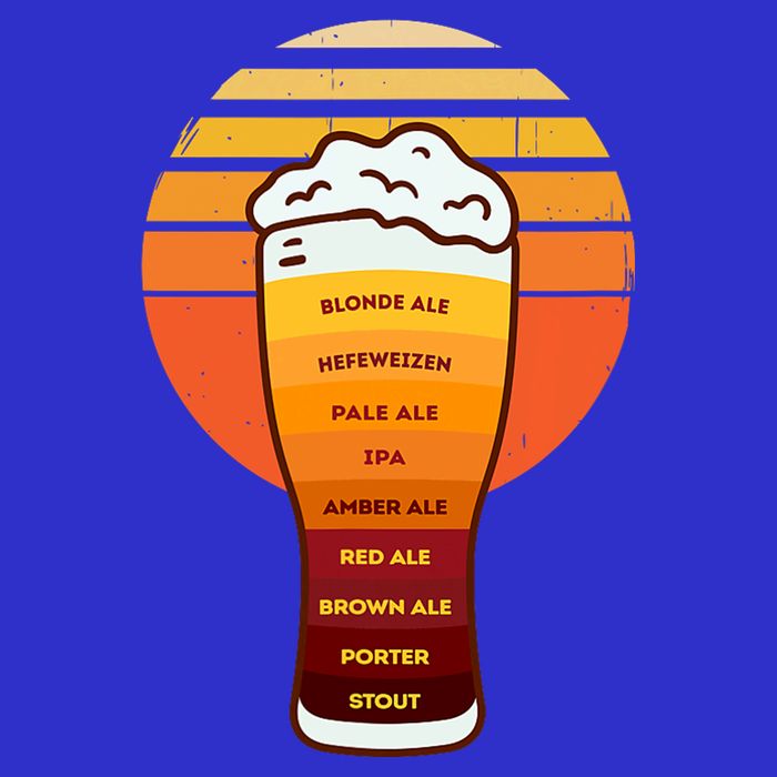 Beer Diversity In A Beer Glass With Foam Retro Beer Types Button