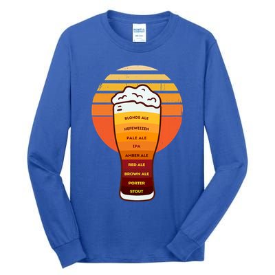 Beer Diversity In A Beer Glass With Foam Retro Beer Types Tall Long Sleeve T-Shirt