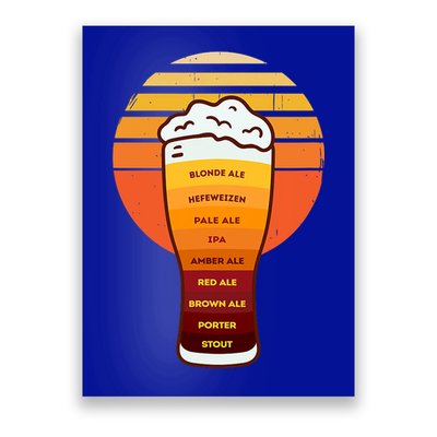 Beer Diversity In A Beer Glass With Foam Retro Beer Types Poster