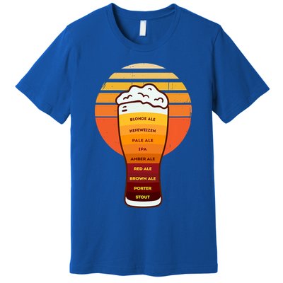 Beer Diversity In A Beer Glass With Foam Retro Beer Types Premium T-Shirt