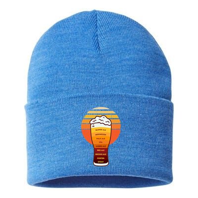 Beer Diversity In A Beer Glass With Foam Retro Beer Types Sustainable Knit Beanie