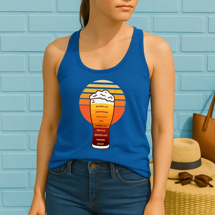 Beer Diversity In A Beer Glass With Foam Retro Beer Types Womens Tank Top