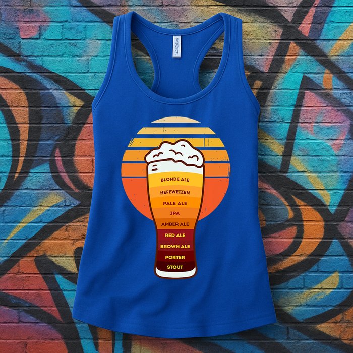 Beer Diversity In A Beer Glass With Foam Retro Beer Types Womens Tank Top