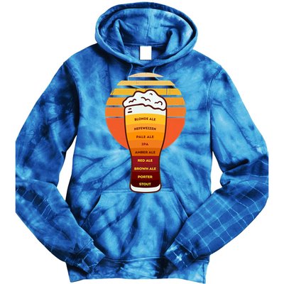 Beer Diversity In A Beer Glass With Foam Retro Beer Types Tie Dye Hoodie