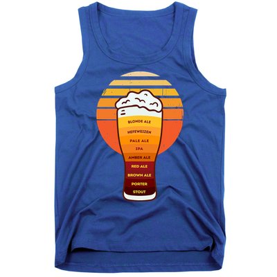 Beer Diversity In A Beer Glass With Foam Retro Beer Types Tank Top