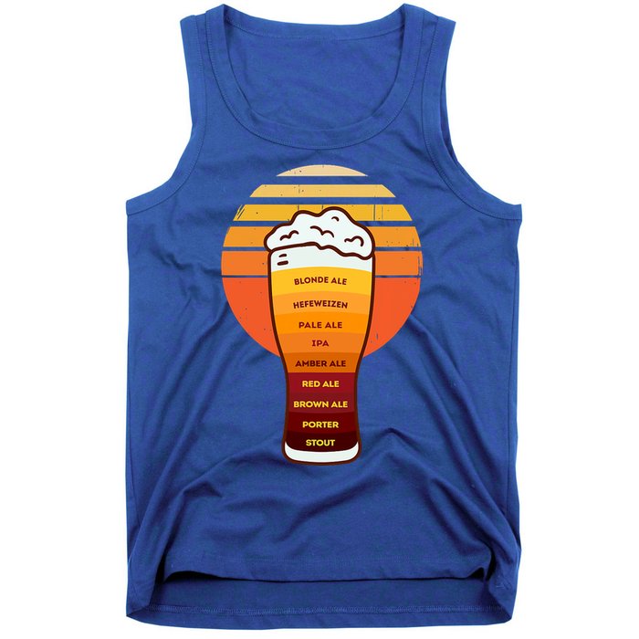 Beer Diversity In A Beer Glass With Foam Retro Beer Types Tank Top