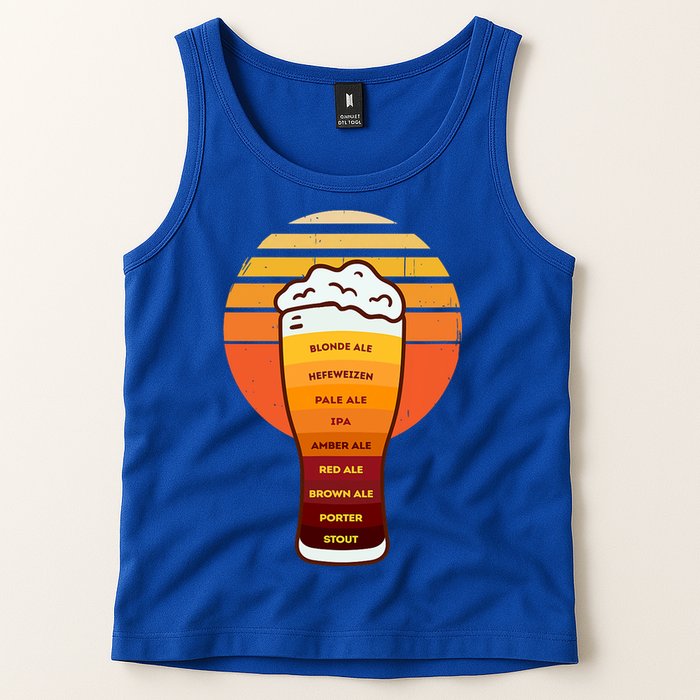 Beer Diversity In A Beer Glass With Foam Retro Beer Types Tank Top