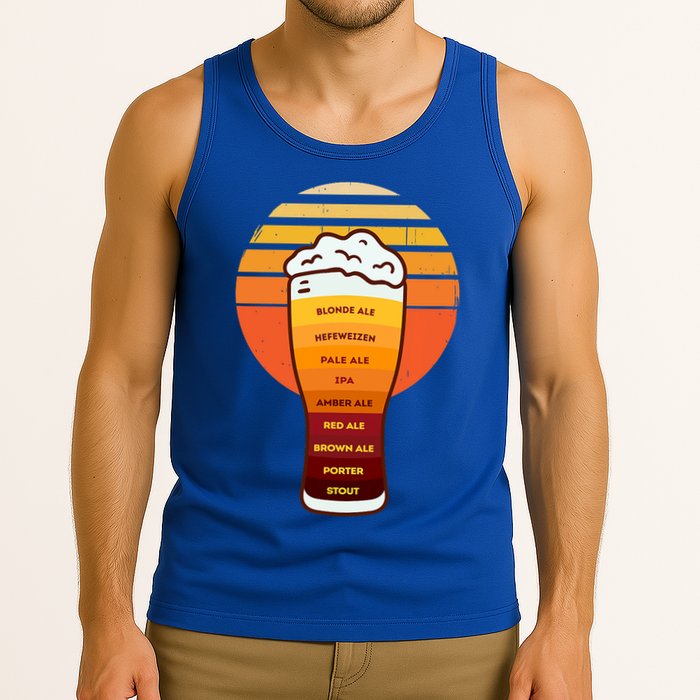 Beer Diversity In A Beer Glass With Foam Retro Beer Types Tank Top