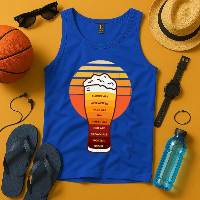 Beer Diversity In A Beer Glass With Foam Retro Beer Types Tank Top