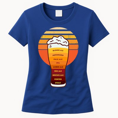 Beer Diversity In A Beer Glass With Foam Retro Beer Types Womens T-Shirt