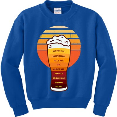 Beer Diversity In A Beer Glass With Foam Retro Beer Types Kids Sweatshirt