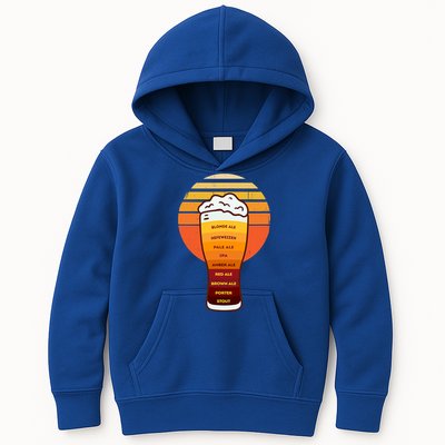 Beer Diversity In A Beer Glass With Foam Retro Beer Types Kids Hoodie
