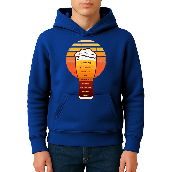 Beer Diversity In A Beer Glass With Foam Retro Beer Types Kids Hoodie