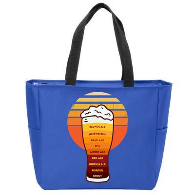 Beer Diversity In A Beer Glass With Foam Retro Beer Types Zip Tote Bag