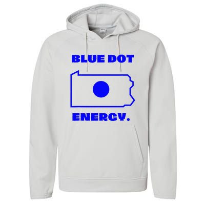 Blue Dot In State Pennsylvania Vote Kamala Harris Walz Performance Fleece Hoodie