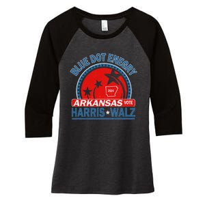 Blue Dot In A Red State Arkansas Kamala Harris Walz 24 Women's Tri-Blend 3/4-Sleeve Raglan Shirt