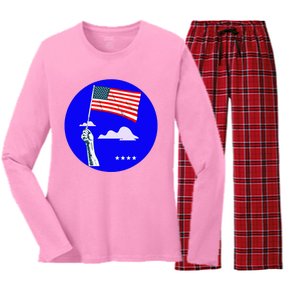 Blue Dot In A Red State Nebraska Vote Kamala Women's Long Sleeve Flannel Pajama Set 