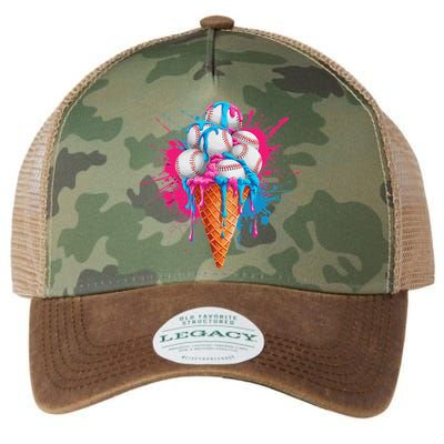 Baseball Drip Ice Cream Sports Lover Ice Cream Cone Legacy Tie Dye Trucker Hat
