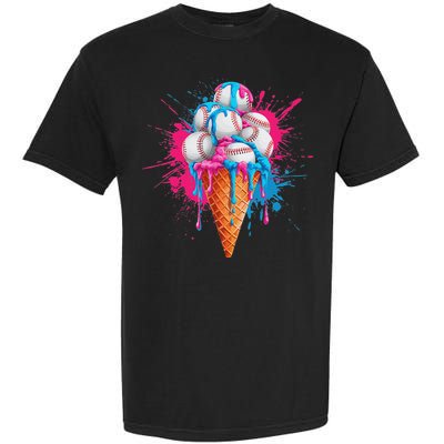Baseball Drip Ice Cream Sports Lover Ice Cream Cone Garment-Dyed Heavyweight T-Shirt