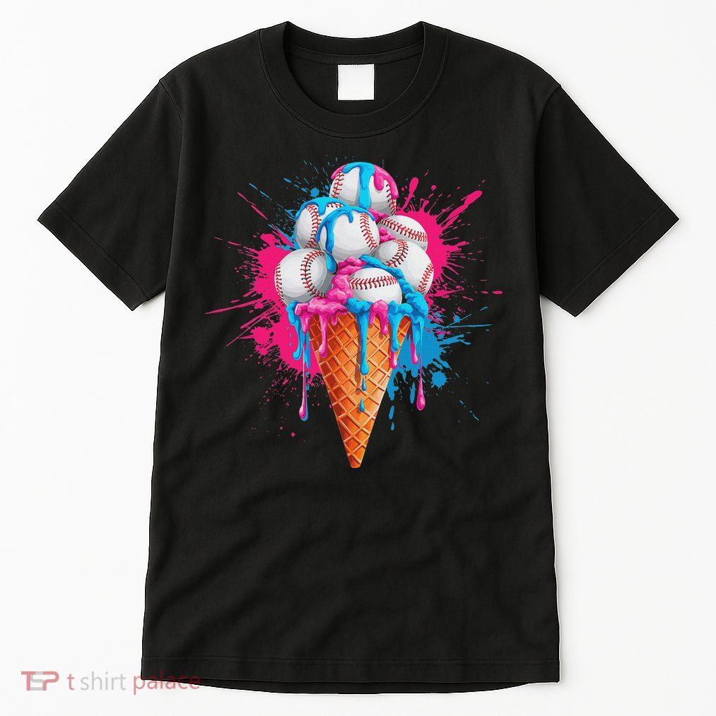 Baseball Drip Ice Cream Sports Lover Ice Cream Cone Tall T-Shirt