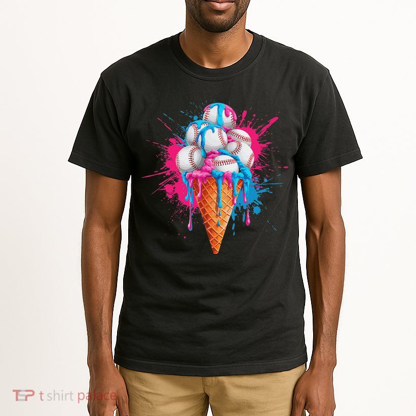 Baseball Drip Ice Cream Sports Lover Ice Cream Cone Tall T-Shirt
