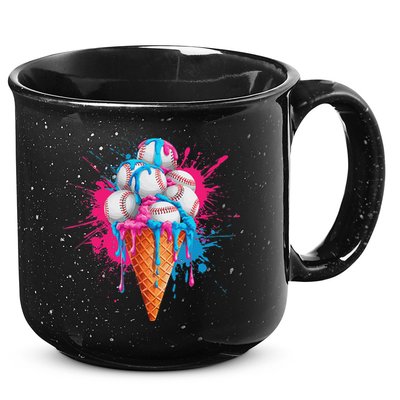 Baseball Drip Ice Cream Sports Lover Ice Cream Cone 15oz Campfire Ceramic Mug