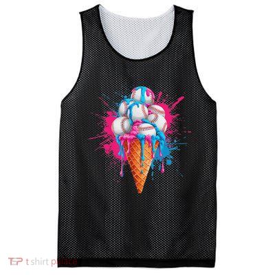Baseball Drip Ice Cream Sports Lover Ice Cream Cone Mesh Reversible Basketball Jersey Tank