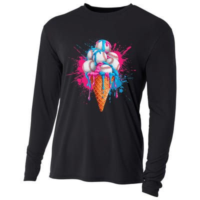 Baseball Drip Ice Cream Sports Lover Ice Cream Cone Cooling Performance Long Sleeve Crew