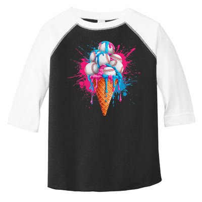 Baseball Drip Ice Cream Sports Lover Ice Cream Cone Toddler Fine Jersey T-Shirt