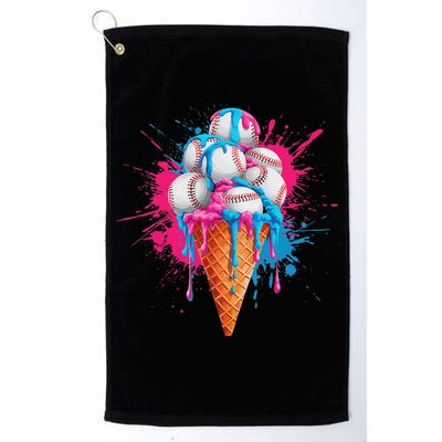 Baseball Drip Ice Cream Sports Lover Ice Cream Cone Golf Towel