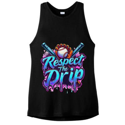 Baseball Drip Ice Cream Dripping Respect The Drip Ladies PosiCharge Tri-Blend Wicking Tank